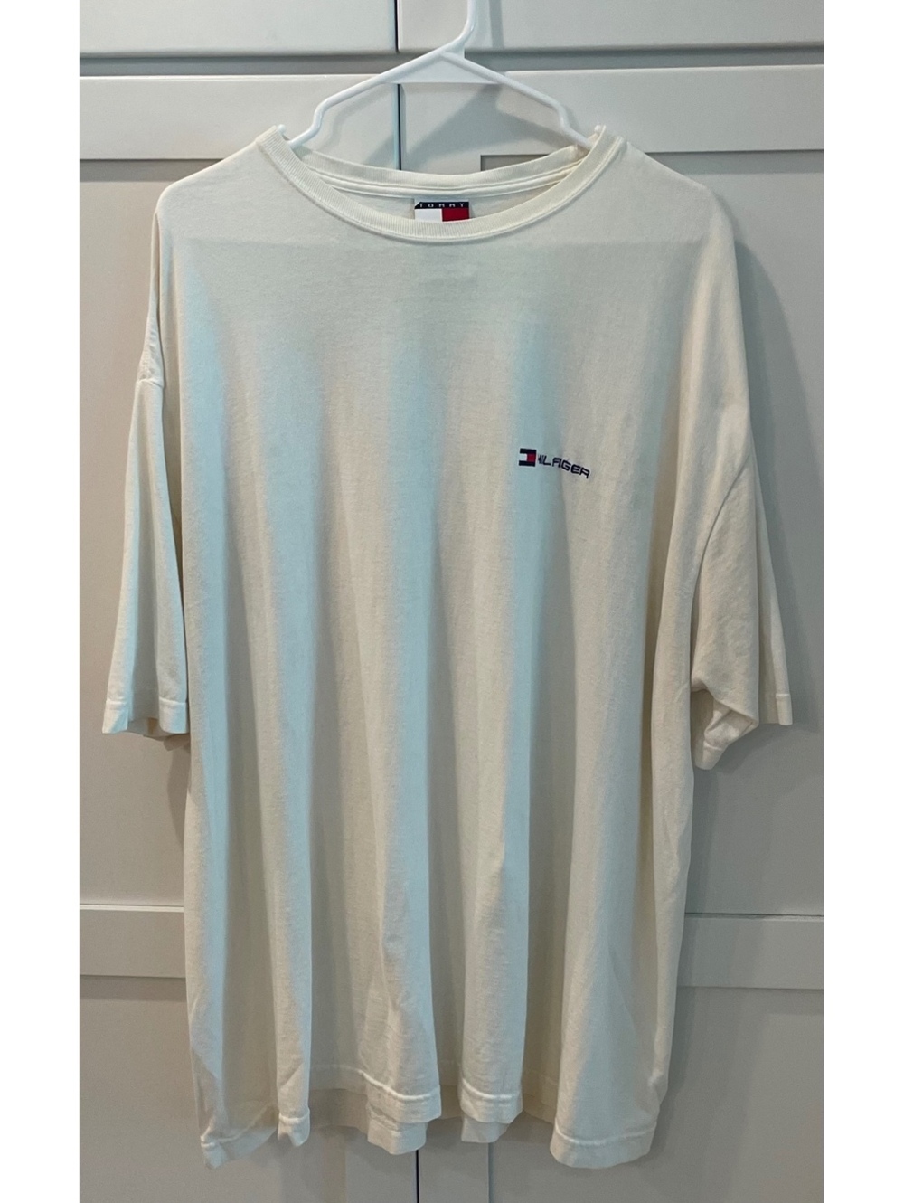 Y2K Era Vintage Oversized Tommy Hilfiger Classic White Cotton T-Shirt XXL